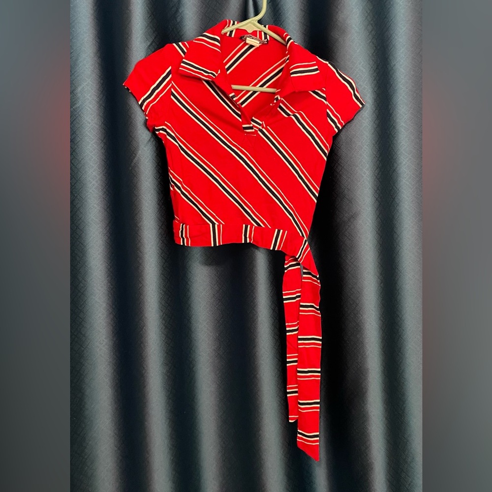Red Striped Women's Crop Top